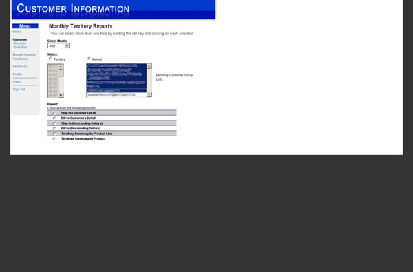 Monthly Reports Selection